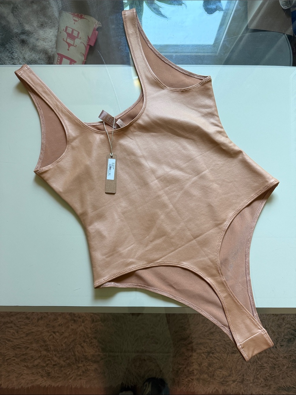 Skims Ochre Wet Tank Bodysuit
